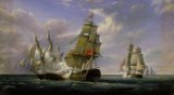 Combat between the French Frigate La Canonniere and the English Vessel The Tremendous by Pierre Julien Gilbert