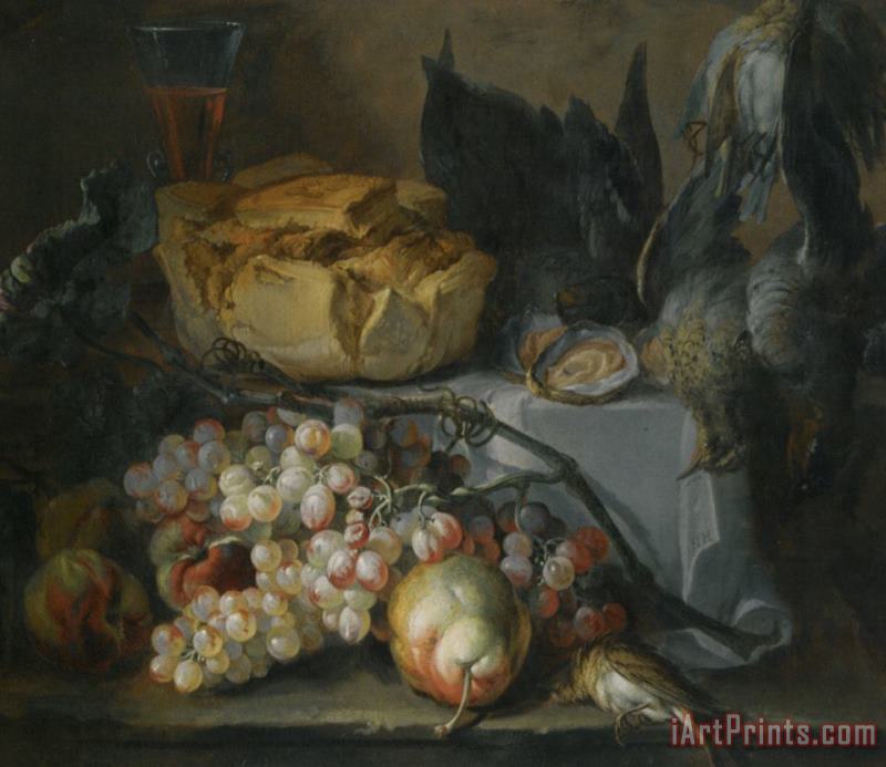 Still Life with a Load of Bread And Dead Game painting - Pierre Nicolas Huilliot Still Life with a Load of Bread And Dead Game Art Print