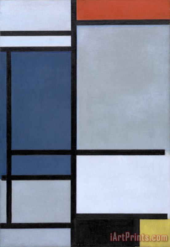 Composition with Red, Blue, Black, Yellow, And Gray painting - Piet Mondrian Composition with Red, Blue, Black, Yellow, And Gray Art Print