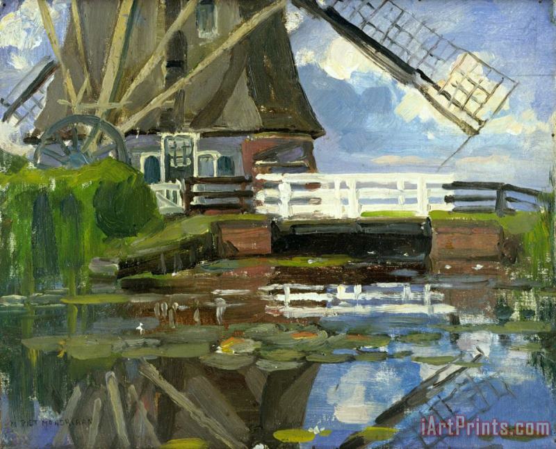 Piet Mondrian Truncated View of The Broekzijder Mill on The Gein, Wings Facing West Art Print