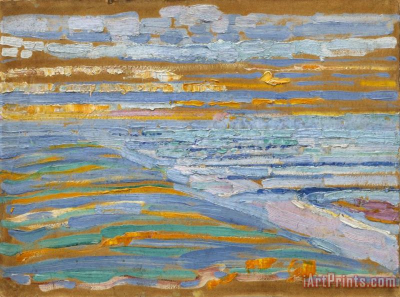 View From The Dunes with Beach And Piers, Domburg painting - Piet Mondrian View From The Dunes with Beach And Piers, Domburg Art Print