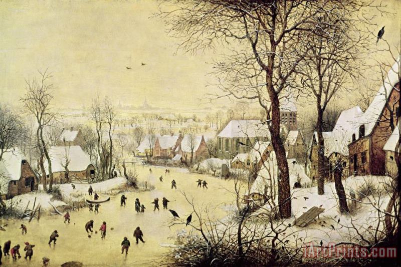 Pieter Bruegel the Elder Winter Landscape With Skaters And A Bird Trap Art Painting