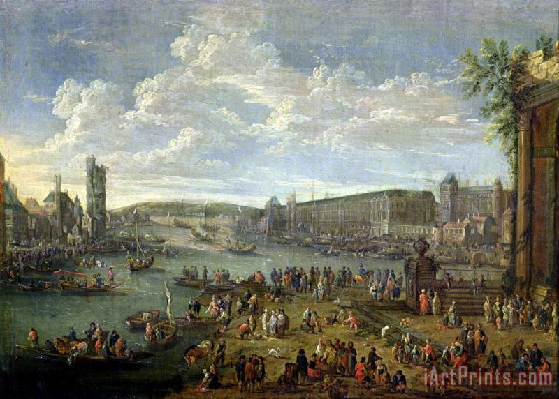 Pieter Casteels II View of The Louvre And The Tour De Nesles From The Ile De La Cite Art Painting