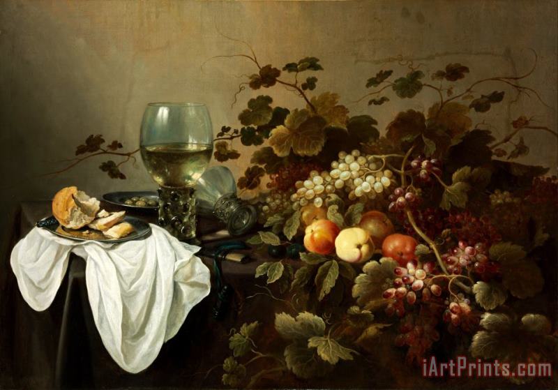 Pieter Claesz Still Life with Fruit And Roemer Art Painting