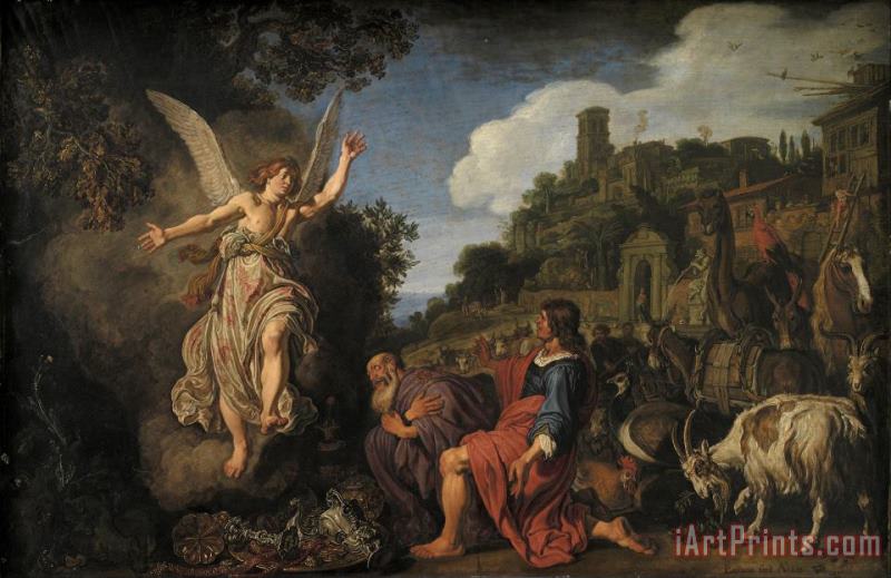 The Angel Raphael Takes Leave of Old Tobit And His Son Tobias painting - Pieter Lastman The Angel Raphael Takes Leave of Old Tobit And His Son Tobias Art Print