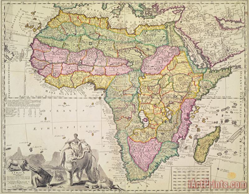 Antique Map of Africa painting - Pieter Schenk Antique Map of Africa Art Print