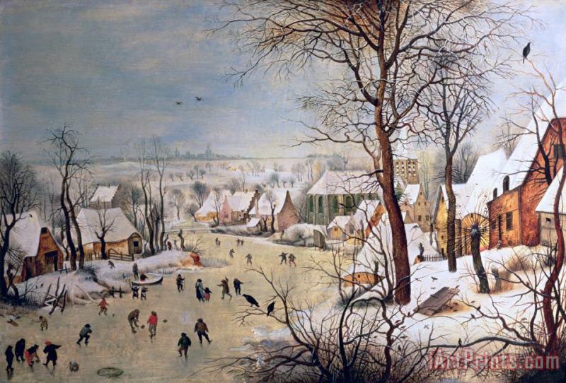 Winter Landscape with Birdtrap painting - Pieter the Elder Bruegel Winter Landscape with Birdtrap Art Print