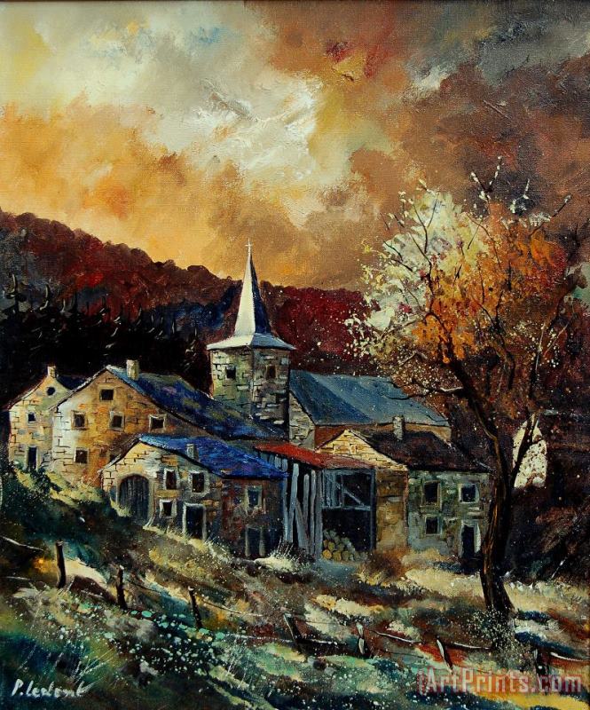 A village in Autumn painting - Pol Ledent A village in Autumn Art Print