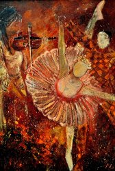 Pol Ledent Arlequino and the ballet dancer painting