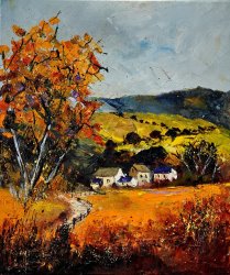 Pol Ledent Autumn and village painting