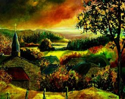 Pol Ledent Autumn In Our Village Ardennes painting