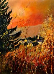 Pol Ledent Autumn in Rochehaut painting