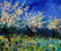 Pol Ledent Blooming appletrees 56 painting