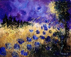 Pol Ledent Blue cornflowers painting