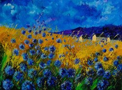 Pol Ledent Blue cornflowers painting