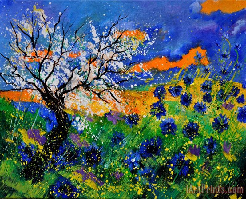 Bluecornflowers 451120 painting - Pol Ledent Bluecornflowers 451120 Art Print