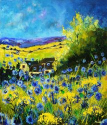 Pol Ledent Cornflowers in Ver painting