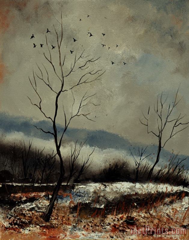 First snow in Harroy painting - Pol Ledent First snow in Harroy Art Print