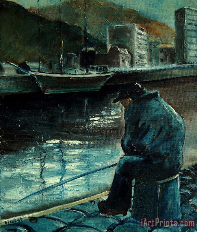 Fisherman's Patience painting - Pol Ledent Fisherman's Patience Art Print