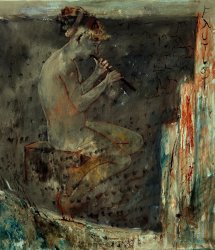 Pol Ledent Flutist painting