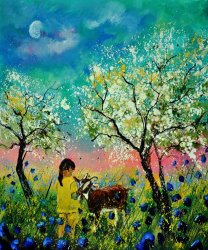Pol Ledent In the orchard painting
