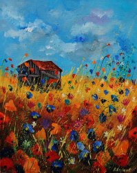 Pol Ledent Old barn and wild flowers