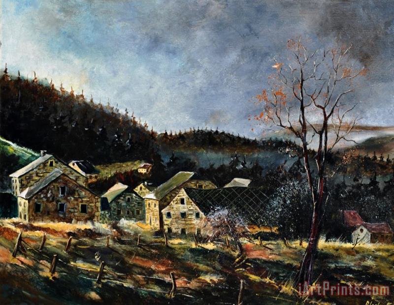 Old houses in Mogimont painting - Pol Ledent Old houses in Mogimont Art Print