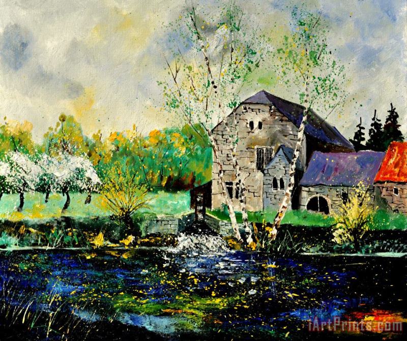 Old Mill In April painting - Pol Ledent Old Mill In April Art Print