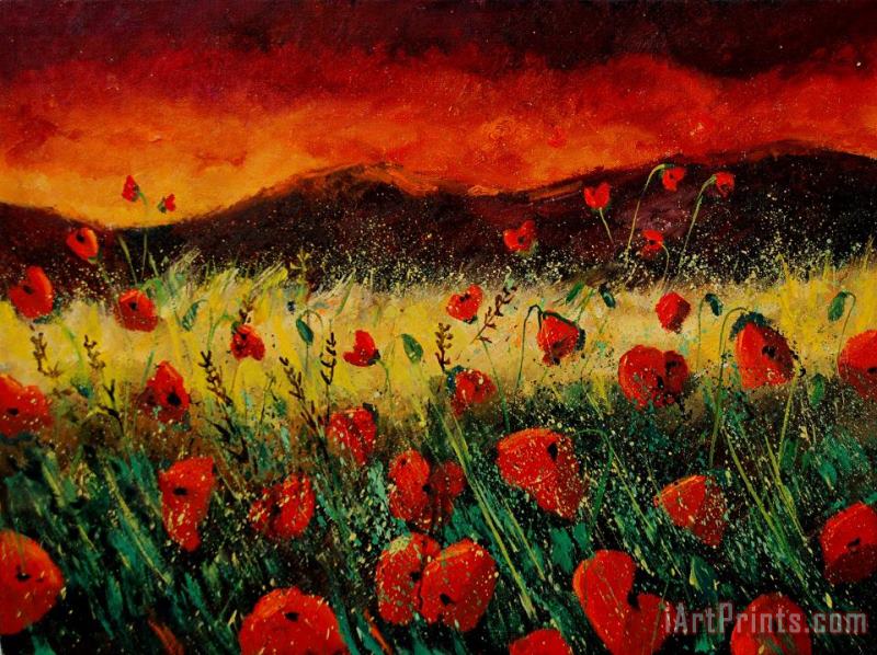 Poppies 68 painting - Pol Ledent Poppies 68 Art Print