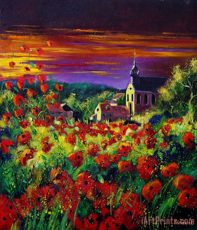 Poppies in Foy painting - Pol Ledent Poppies in Foy Art Print