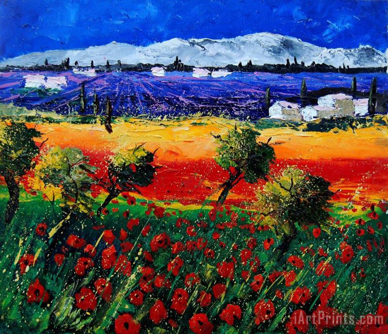 Poppies in Provence painting - Pol Ledent Poppies in Provence Art Print