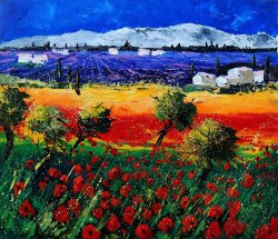 Pol Ledent Poppies in Provence painting