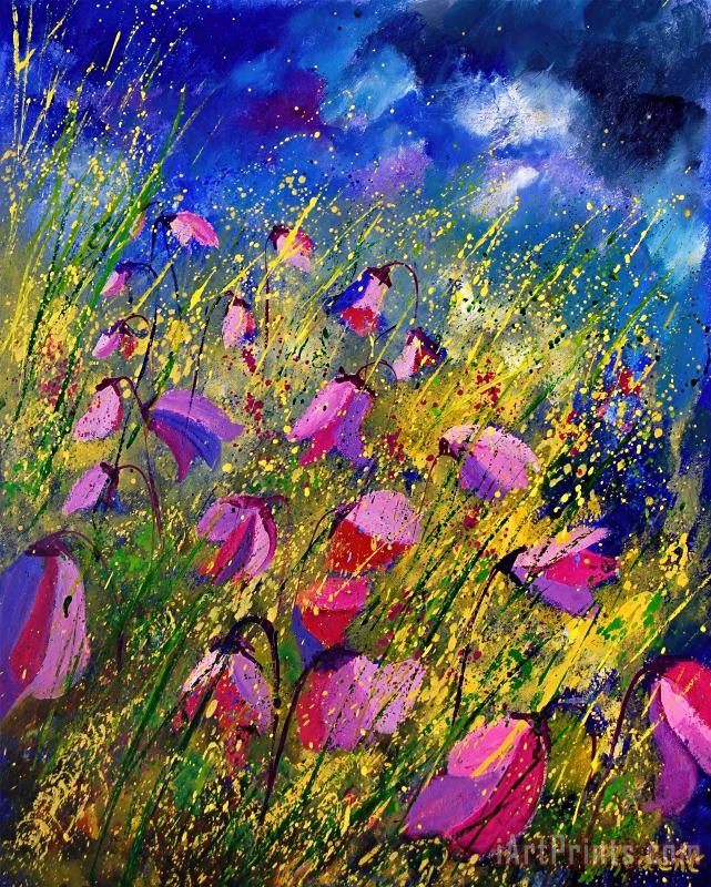 Purple Wild Flowers painting - Pol Ledent Purple Wild Flowers Art Print