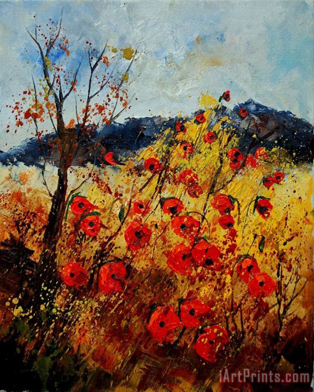 Pol Ledent Red Poppies In Provence Art Painting