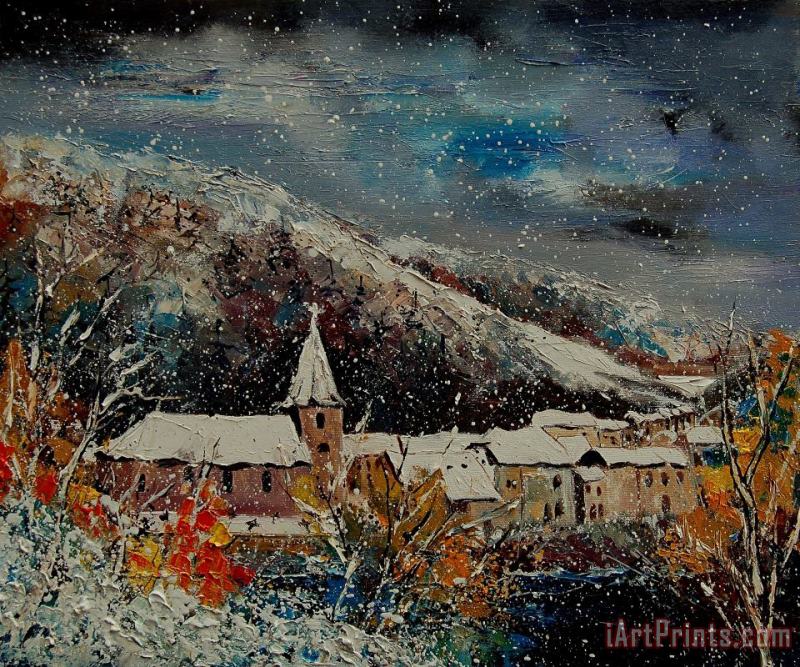 Snow in Bohan painting - Pol Ledent Snow in Bohan Art Print