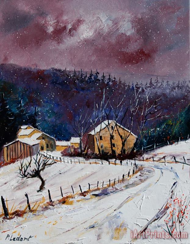 Snow In Sechery painting - Pol Ledent Snow In Sechery Art Print