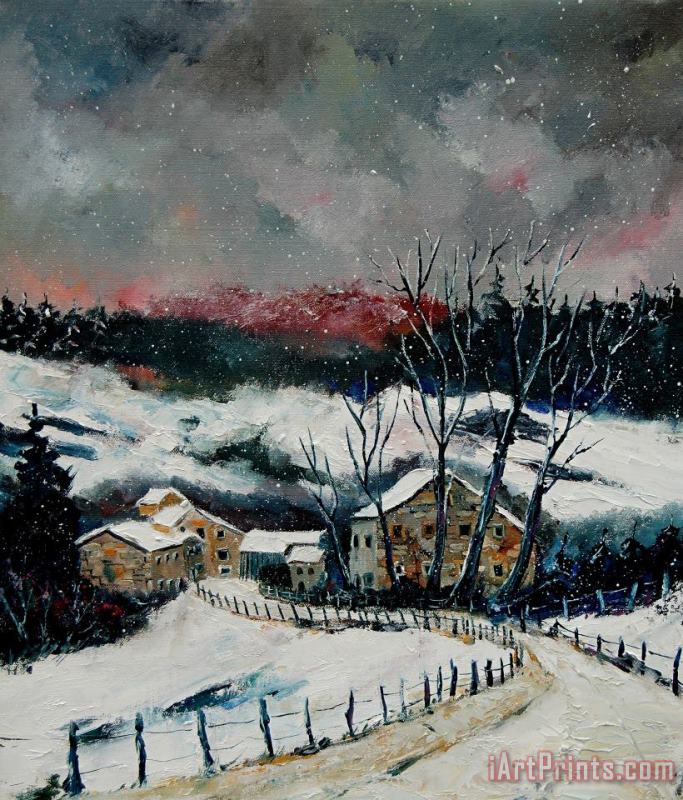 Pol Ledent Snow in Sechery Redu Art Painting