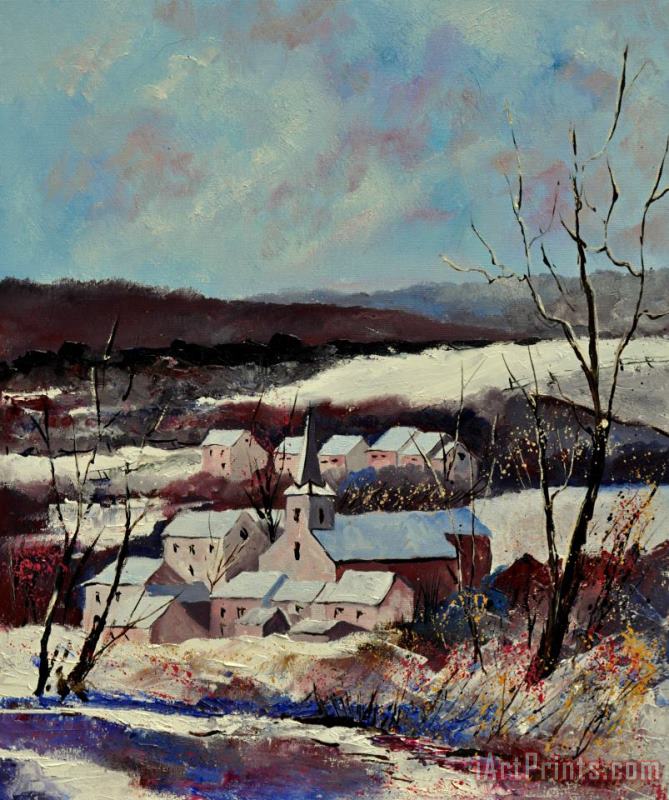 Snow in Vittrival painting - Pol Ledent Snow in Vittrival Art Print