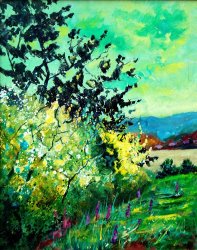Pol Ledent spring in Ciergnon painting