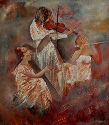 Pol Ledent Three musicians painting
