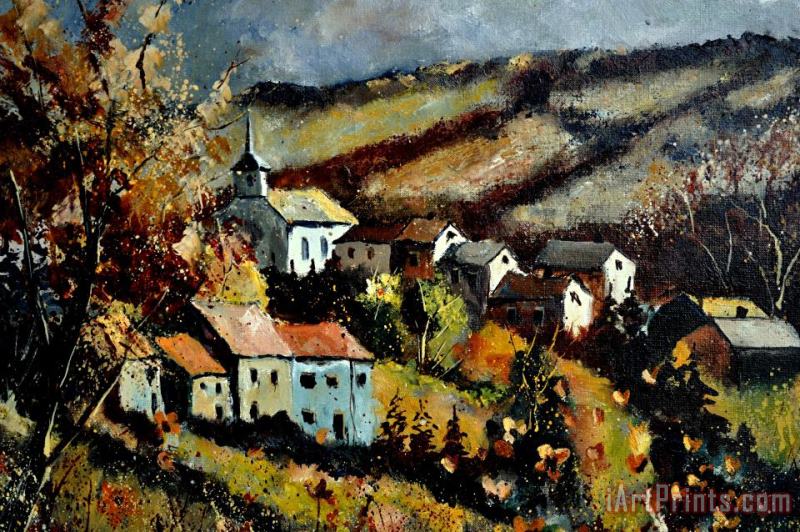 Village In Fall painting - Pol Ledent Village In Fall Art Print