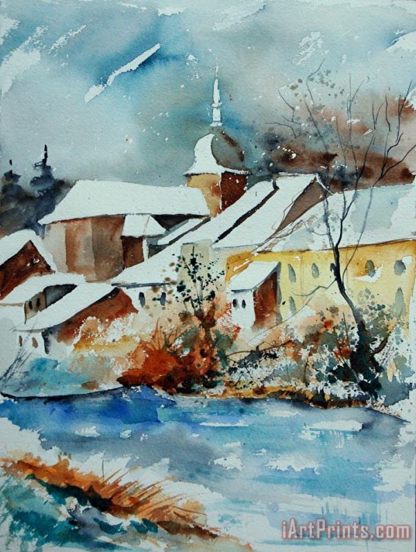 Watercolor Chassepierre painting - Pol Ledent Watercolor Chassepierre Art Print