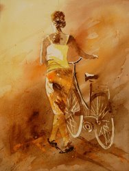 Pol Ledent Watercolor With My Bike