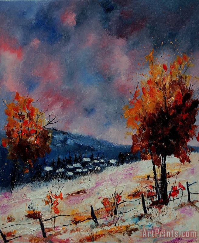 Winter 560110 painting - Pol Ledent Winter 560110 Art Print