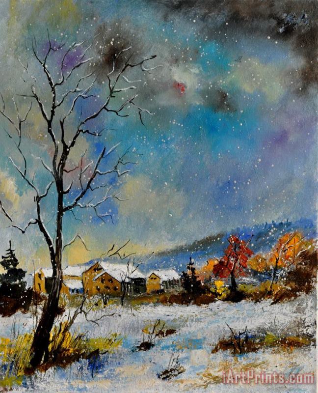 Winter scene painting - Pol Ledent Winter scene Art Print