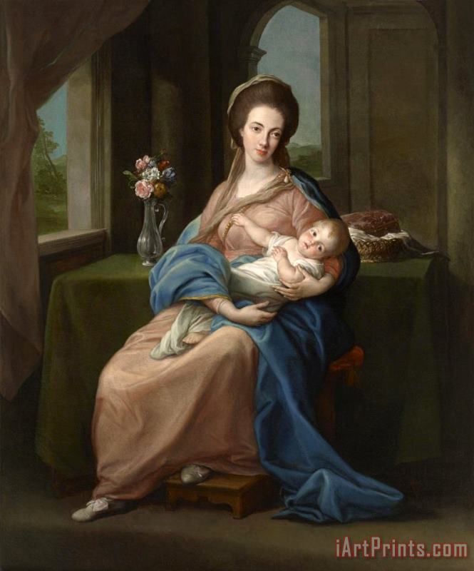 The Marchioness of Headfort Holding Her Daughter Mary painting - Pompeo Batoni The Marchioness of Headfort Holding Her Daughter Mary Art Print