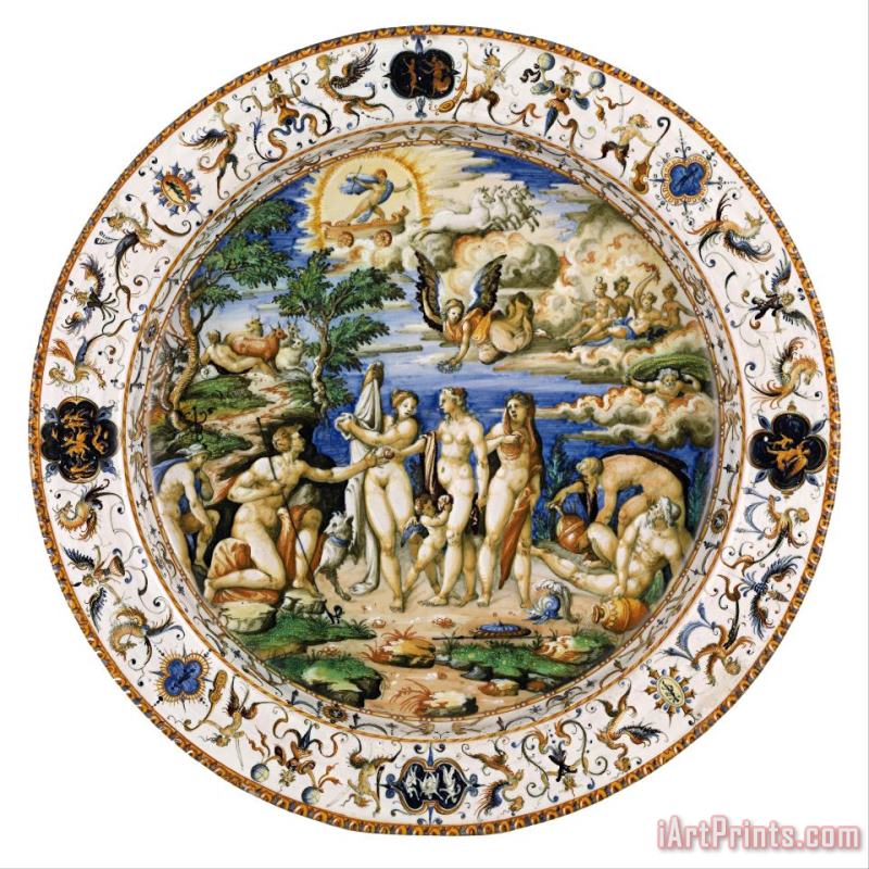 The Judgment of Paris painting - Probably the workshop of Orazio Fontana The Judgment of Paris Art Print