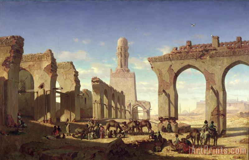Prosper Georges Antoine Marilhat Ruins of the Mosque of the Caliph El Haken in Cairo Art Print