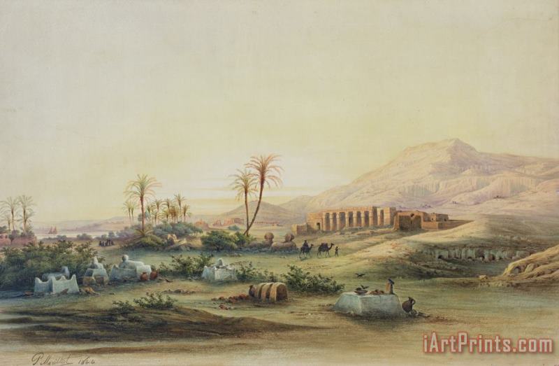 Valley of the Nile with the Ruins of the Temple of Seti I painting - Prosper Georges Antoine Marilhat Valley of the Nile with the Ruins of the Temple of Seti I Art Print