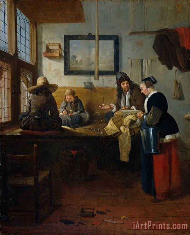 The Tailor's Workshop painting - Quiringh Gerritsz. Van Brekelenkam The Tailor's Workshop Art Print